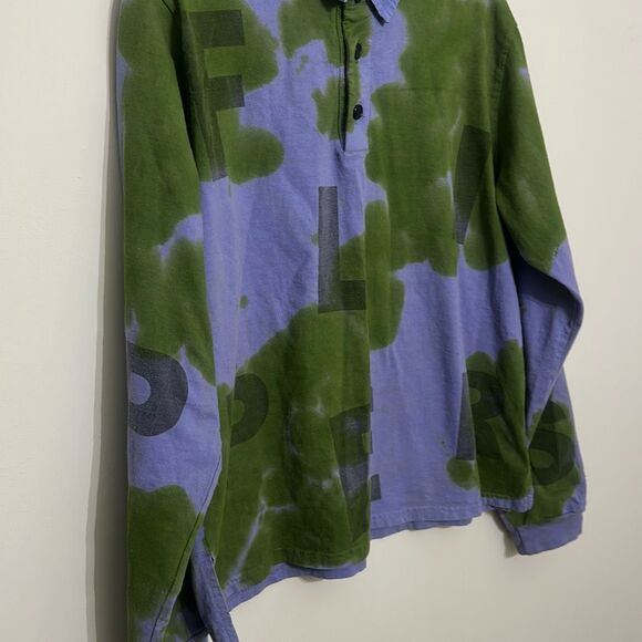 Flipper's Roller Boogie Palace Mens Blue Green Cotton Tie Dye‎ Polo Shirt Medium - Picture 2 of 7